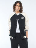 Veste molletonnée style américain - Noir/blanc